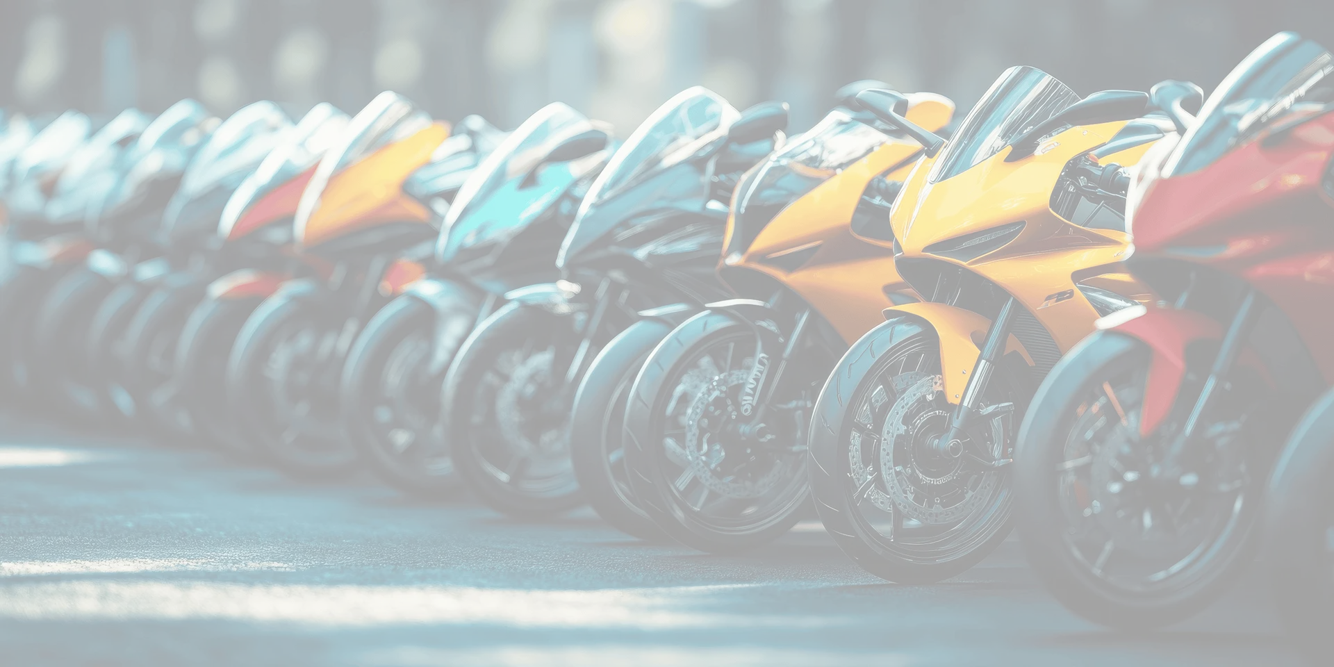 Colorful motorcycles lineup